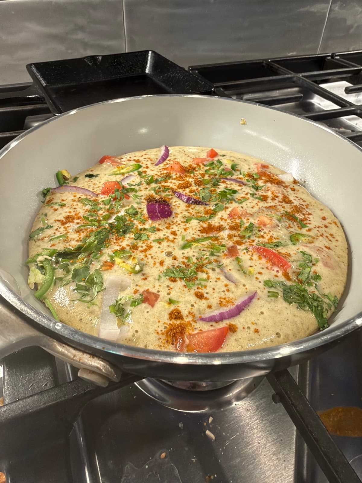 Uttapam from leftover dosa batter, step photo 2