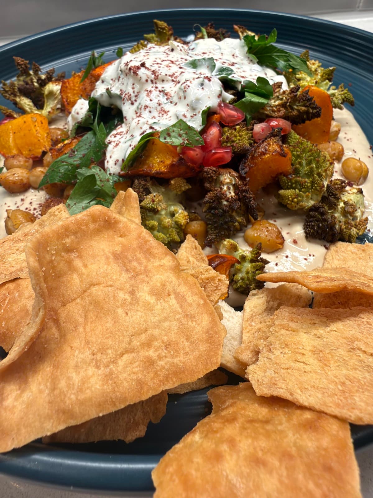 Mediterranean romanesco plate, aka papdi chaat, step photo 1